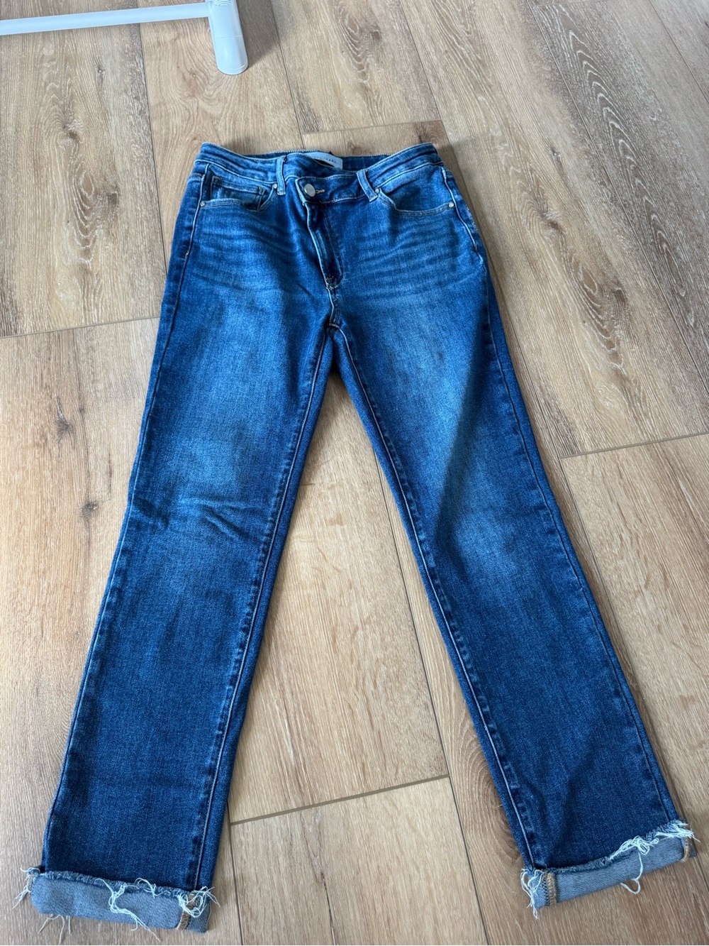Risen Jeans asymmetrical crossover button straight leg midrise size 11/30
